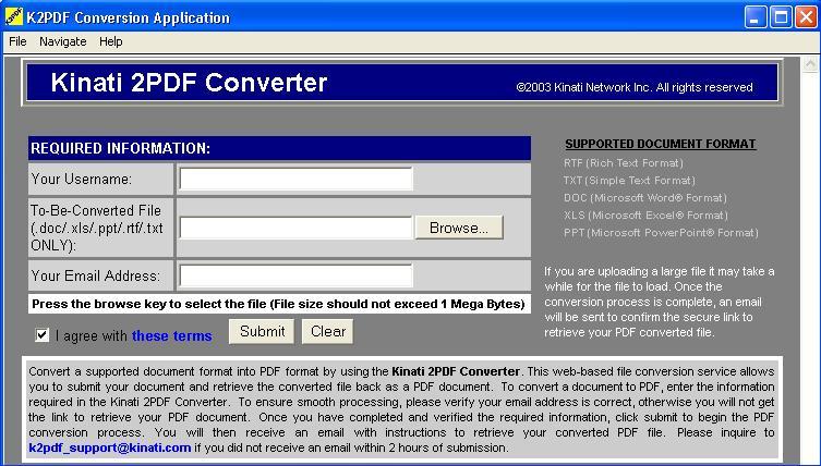 Kinati 2PDF Converter Screenshot